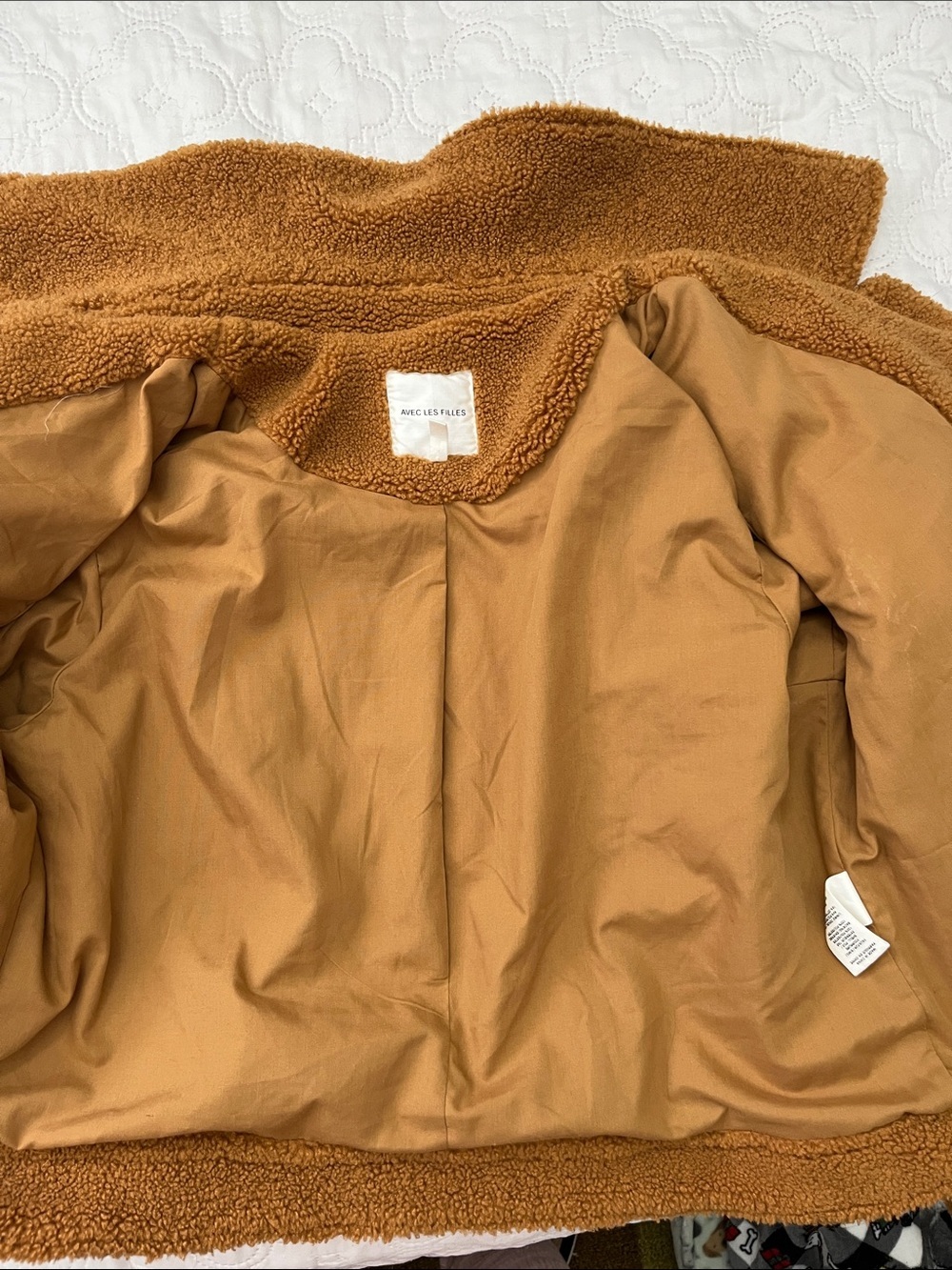 Anthropologie Avec Les Filles Sherpa Trucker Jacket Camel Brown Size L Large - Picture 10 of 13
